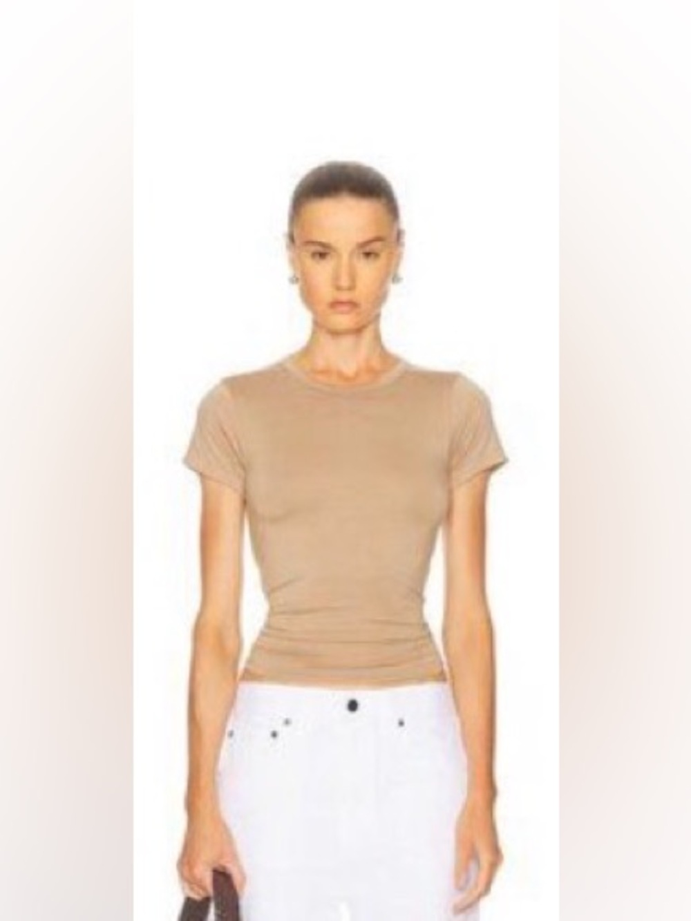 Eterne Women’s Short Sleeve Crew Tee in Light Brown Sz Small